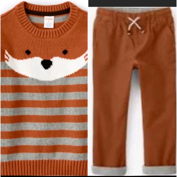 Gymboree Other - Gymboree Fox knit sweater 4T/ Boys Pull On Corduroy Pants outfit size 5T